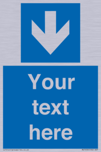 Custom Mandatory directional sign, blue arrow down